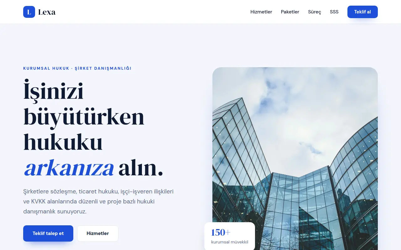 Kurumsal Hukuk Danışmanlığı Web Sitesi — Lexa